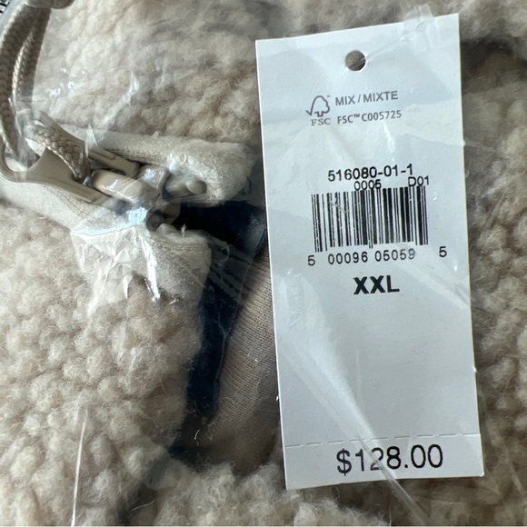 NWT GAP Men Sherpa Full-Zip Surplus Jacket Fleece Pockets Mockneck Beige $128 - Picture 8 of 8